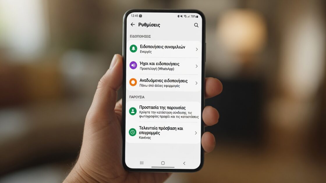 Ρύθμιση ειδοποιήσεων και παρουσίας στο WhatsApp για Android
