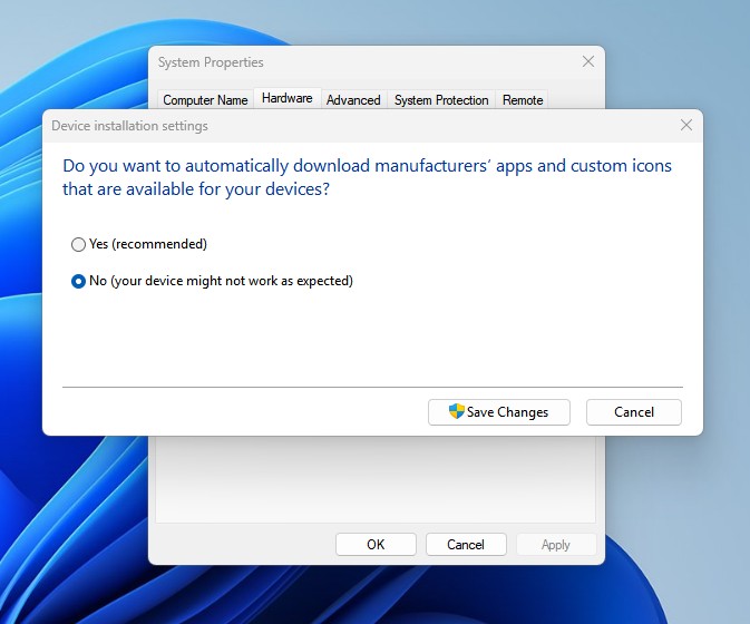 Πώς να σταματήσεις τα Windows 11 από το αυτόματο κατέβασμα οδηγών (3 τρόποι) 3 Επιλογή απενεργοποίησης αυτόματης εγκατάστασης οδηγών