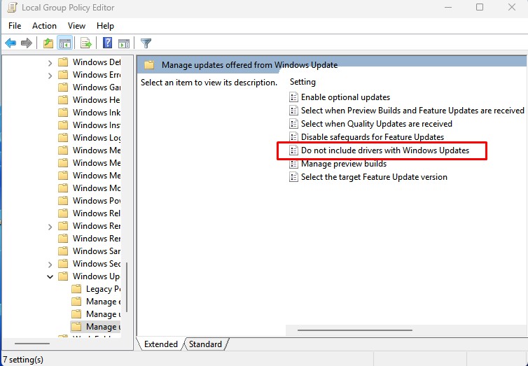 Πώς να σταματήσεις τα Windows 11 από το αυτόματο κατέβασμα οδηγών (3 τρόποι) 5 Ρύθμιση αποκλεισμού οδηγών από τα Windows Update